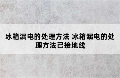 冰箱漏电的处理方法 冰箱漏电的处理方法已接地线